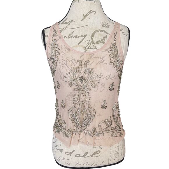 Topshop Womens Blouse Tank Sz 4 Soft Girl Romantic Neutral Cottagecore Boho - Picture 3 of 16